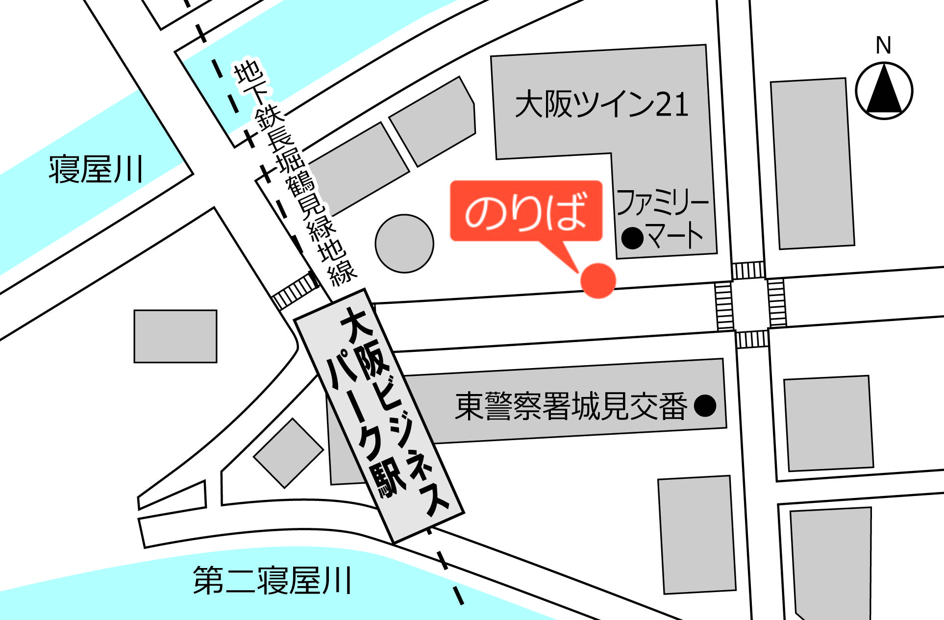のりば「大阪ビジネスパーク（城見一丁目）」の地図