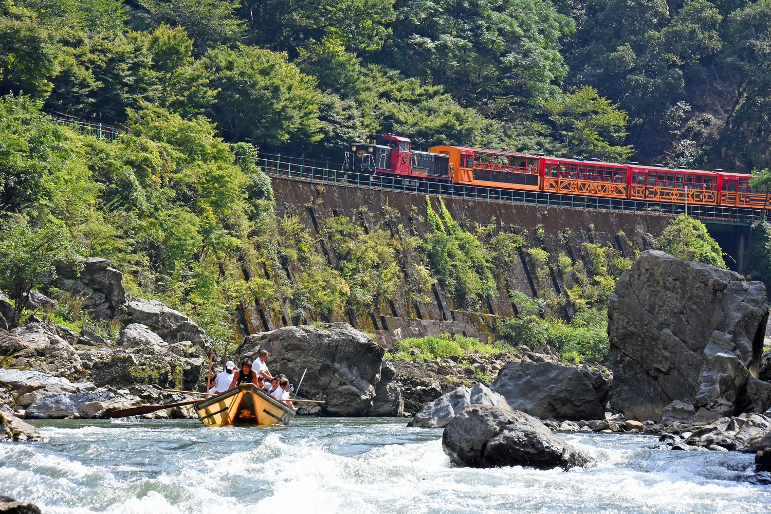 トロッコ列車と保津川下り